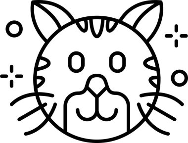 Hayvan yüzlü kedi simgesi taslak biçiminde