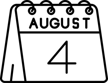 Ağustos takvim vektör illüstrasyonu