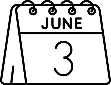 Haziran tarihi simgesi, tasarım ve web simgesi, vektör illüstrasyonu, grafikler, beyaz arkaplan üzerinde sağlam bir simge, ep 10.