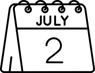 Temmuz 2 simgesi, vektör illüstrasyonu