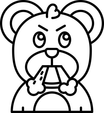 Bir lolipop ve bir fincan çayla ayı. Çizgi film tarzının vektör çizimi.