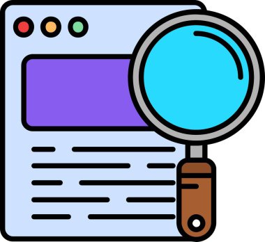 Büyütme cam simgesi renk ana hatları vektörü