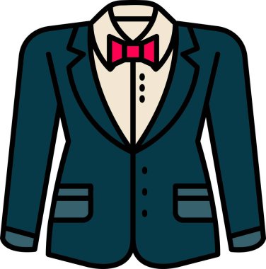 Ceket kravat ikonu. Web 'den izole edilmiş vektör renk simgesinin özet çizimi