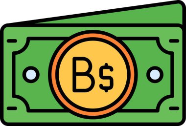 nakit Dolar simgesi renk ana hatları vektörü