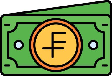 Dolar nakit ikonu. Taslak dolar nakit vektör rengi düz izole