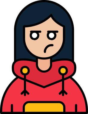 kızgın çizgi film kızı ikon vektör illüstrasyon grafik tasarımı