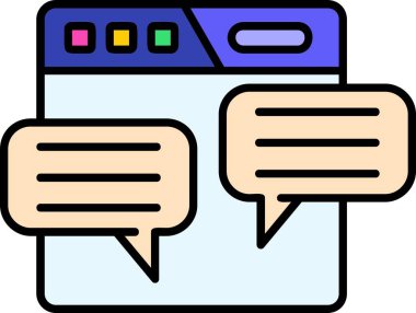 Sohbet mesajı simgesi. ana hat sohbet mesajı ileti vektör rengi düz izole