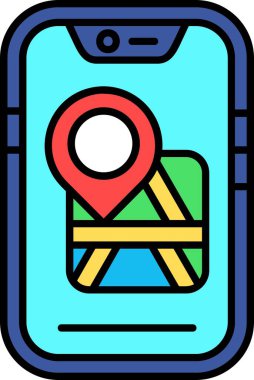 harita konumlandırma simgesi renk ana hatları vektörü