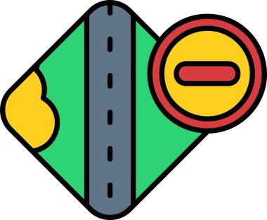 Yol işareti simgesi. Beyaz üzerinde izole edilmiş çizgi yol uyarı vektör rengi