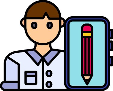 Şırınga ikonu olan hemşire, vektör illüstrasyonu