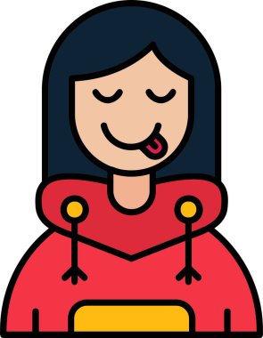 Çizgi filmdeki bir kadının sosisli sandviç yiyişinin vektör çizimi