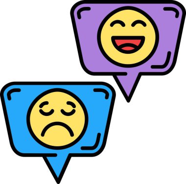 üzgün emoji simgesi renk ana hatları vektörü