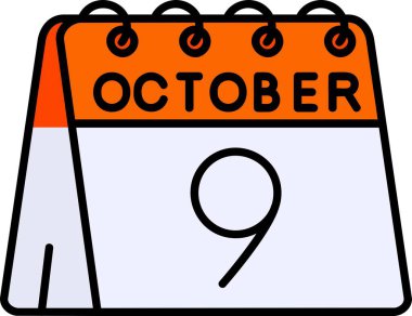 10 Ekim vektör illüstrasyonlu takvim
