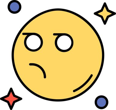 üzgün ay simgesi renk ana hatları vektörü