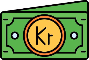 Para nakit simgesi renk ana hatları vektörü