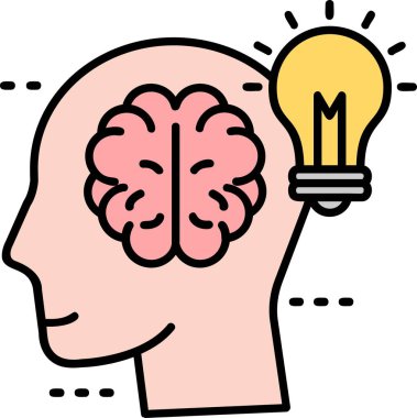 Beyin. Web simgesi basit illüstrasyon