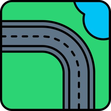 Yol simgesi. anahat yol yol yol vektör rengi düz izole