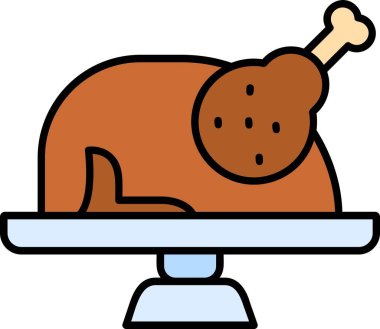 Çatallı kızarmış tavuk, resimli, beyaz arka planda vektör.