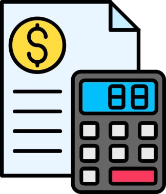 Dolar işareti ve belge vektör ikonu tasarımlı hesap makinesi