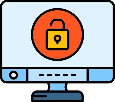Bilgisayar kilidi simgesi. Web için basit bilgisayar vektör simgeleri çizimi
