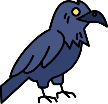 karikatür karalama kuzgunu beyaz arkaplanda izole