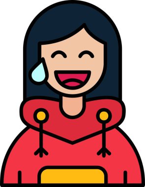 Kış şapka vektör çizimi tasarımlı mutlu kadın avatarı