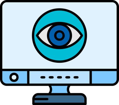 Bilgisayar göz simgesi. özet bilgisayar göz vektör rengi düz izole