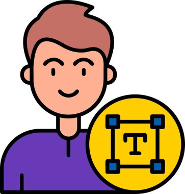 Satranç ikonu olan çocuk. vektör illüstrasyonu