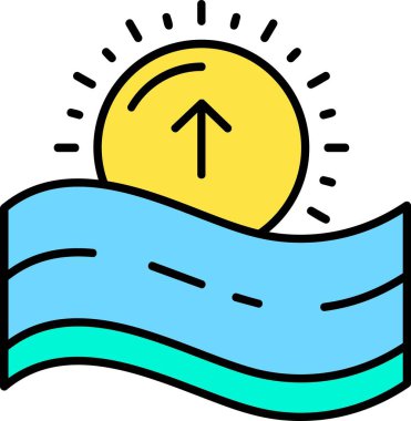 Güneş yaz ikonu dolgulu dış hatlar tarzında