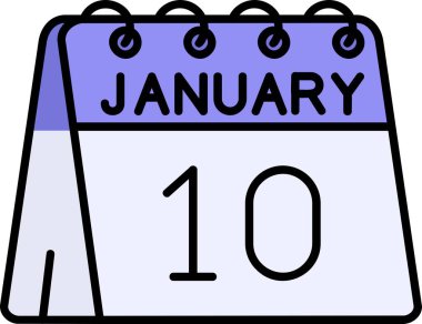 10 Ocak 'ta bir takvim tek satırında