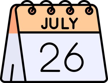 Temmuz 22 takvim simgesi, vektör takvimi