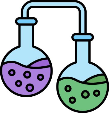 Laboratuvar şişesi simgesi renk ana hatları vektörü