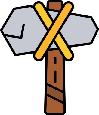 Beyaz arkaplanda izole edilmiş balta simgesi ve vektör illüstrasyonu