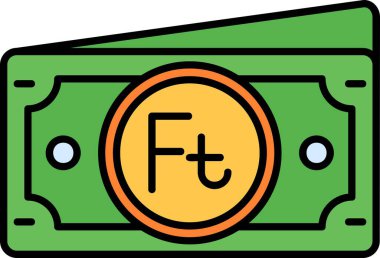 Dolar nakit para simgesi renk ana hatları vektörü