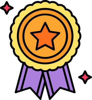 Madalya ödülü ikonu. Madalya madalya ikonu rengi düz izole