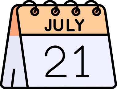 Temmuz 20 - takvim - vektör düz simge