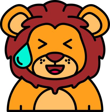 Büyük kırmızı yay çizimi ile ağlayan tatlı kaplan çizgi filmi