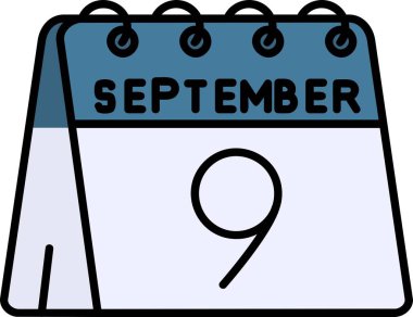 1 Eylül takvim simgesi, vektör illüstrasyonu