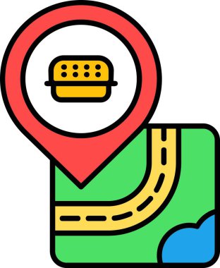 Otel haritası simgesi. özet otel haritası vektör rengi düz izole