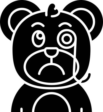 üzgün oyuncak ayı ikonu, vektör illüstrasyonu