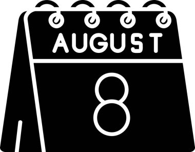 Ağustos takvim simgesi tasarım vektörü illüstrasyonu