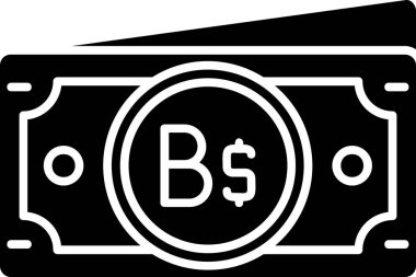 Nakit para vektör simgesi düz tasarım, siyah ve beyaz