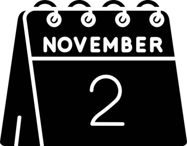 2 Kasım takvim simgesi düz biçimli