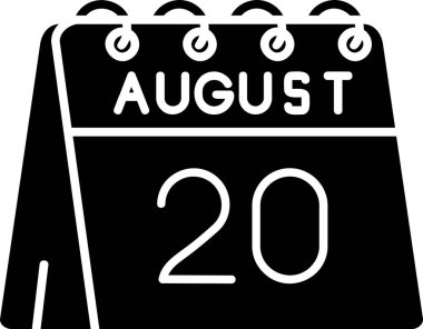 Ağustos 'un 20' si - takvim simgesi ve tek takvim, simgesi