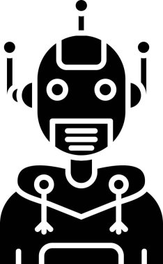Robot simgesi, vektör çizimi beyaz arkaplanda izole edildi