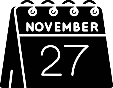 Kasım 26 - Düz stil takvim simgesi - takvim günü