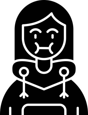 Kabartma dizaynlı kız simgesi izole edildi.