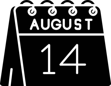 Ağustos 14 takvim simgesi, günlük takvim simgesi vektör biçimi