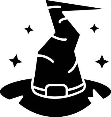 Sihirli değnek ikonu olan cadı, vektör çizimi. Cadılar Bayramı konsepti