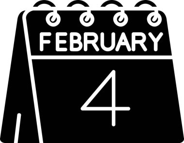 4 Şubat glyph vektör simgesi tasarımı